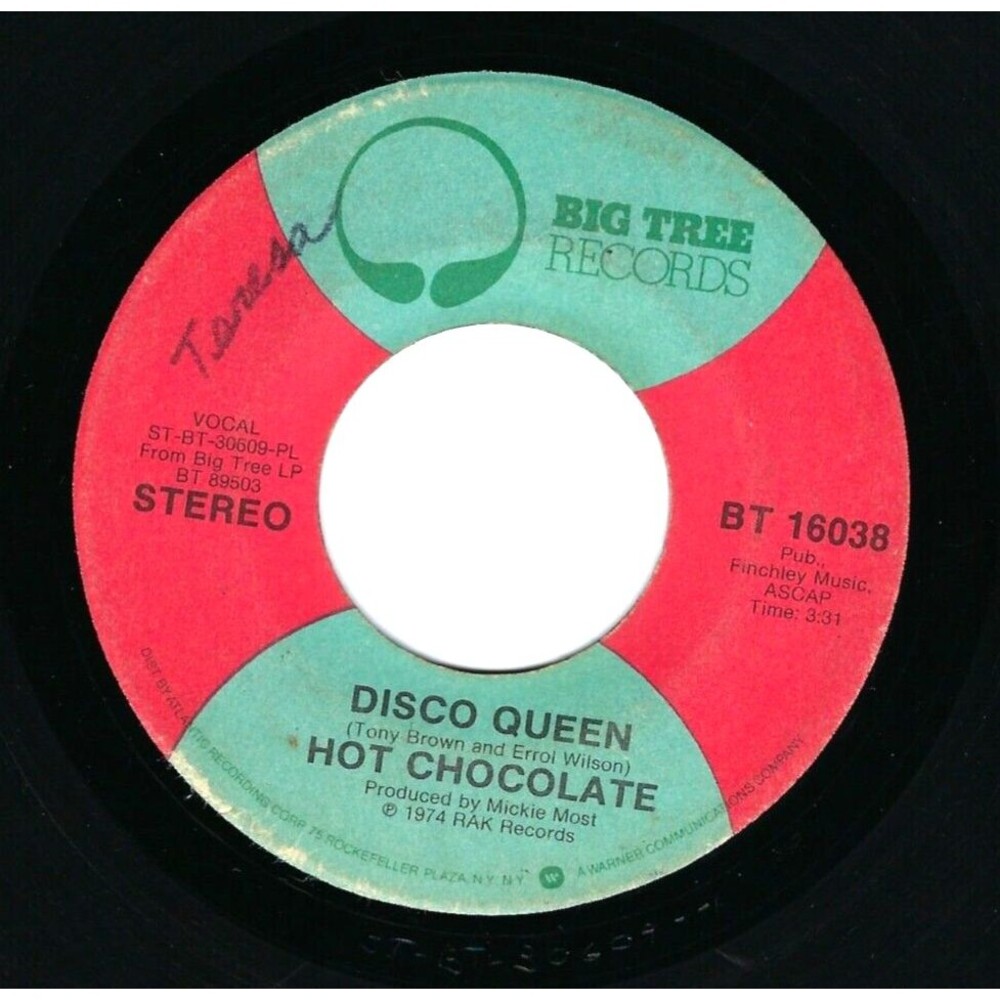 Hot Chocolate 45 Disco Queen / Makin' Music on Big Tree VG Funk Disco 1974